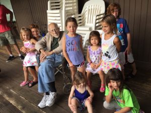 Uncle Lloyd with the youngest generation - most 90+ years younger(!) (August 2016)