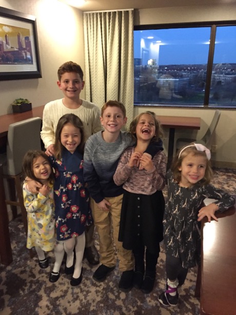 The full crew: Lauren, Aidan, Maile, Caleb, Harlow and Lexie