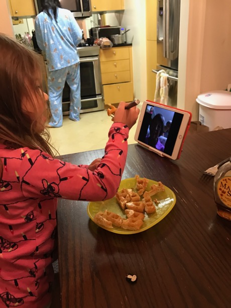 After two weeks of seeing them every day, Lauren really misses Grandma and Papa Hawaii - so a breakfast FaceTime was a special treat to start the day...