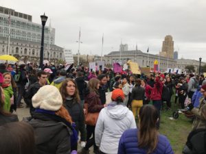 A scene of the crowd - hard to get a sense of the size from the ground level