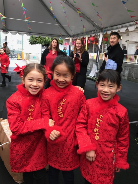 Maile with two of her classmates, Gemma and Amelia