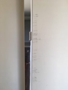 To say we made a lot of memories in our old apartment is an understatement - and perhaps this wall of heigh measurements captures it as well as anything.