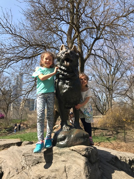 We're walking through Central Park and all of a sudden Maile yells - It's Balto! - she remembered this sled dog from one of her books at school.
