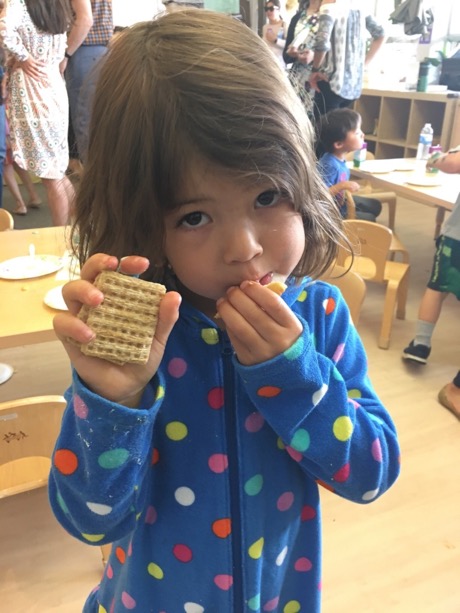 I had to step out for a few minutes at the end of Lauren's party, but she wanted to make sure Mommy took a picture showing that they were serving our favorite crackers :)